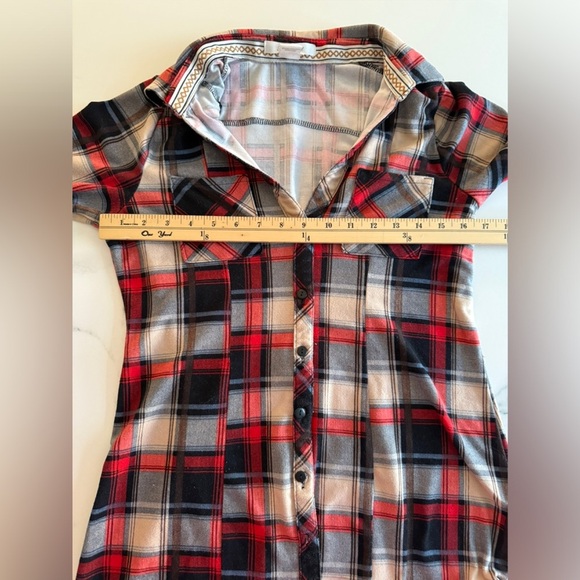 Passport Plaid Button-Up Pajama Shirt size medium - Picture 4 of 5